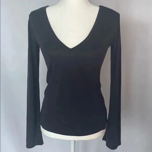 Silence + Noise Grey Long Sleeve V-Neck Shirt Size S